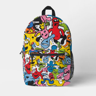 Lustige Kinder-Schultasche mit Doodle-Allover-Prin Bedruckter Rucksack