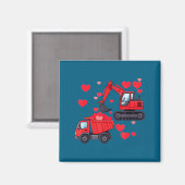 Lustige Kinder Valentinstag Bagger LKW Valentin Magnet (Vorderseite/Rückseite)