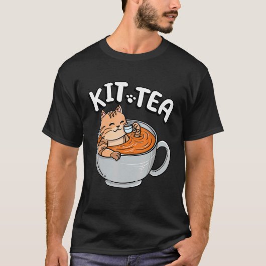 Lustige KIT TEA Kitty Katze Kätzchen Teetrinker Ha T-Shirt (Vorderseite)