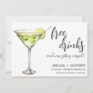 Lustige klassische Martini-Cocktail-Foto-Hochzeit Save The Date