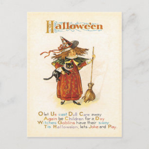Lustige kleine Hexe Vintage-Postkarte Postkarte