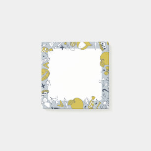 Lustige kleine Schulsachen auf Post-it Klebezettel