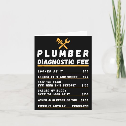 Lustige Klempner-Diagnosegebühr Karte (Vorderseite)