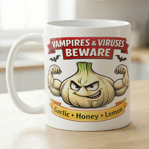 Lustige Knoblauch-Warnung für die unheimliche Jahr Kaffeetasse