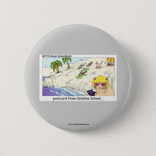 Lustige Knöpfe: Katzen von der Catalina-Insel Button (Vorderseite)