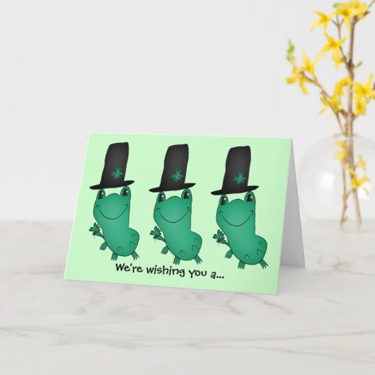 Lustige Koboldfrösche Karte (Gelbe Blume)