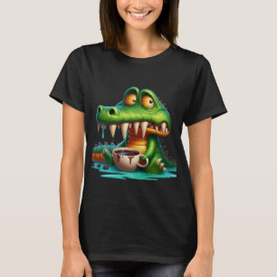 Lustige Koffein Krokodil Kaffeeliebhaber Frau Orga T-Shirt