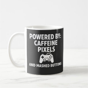 Lustige Koffein-Pixel und zerdrückte Knöpfe Gamer- Kaffeetasse