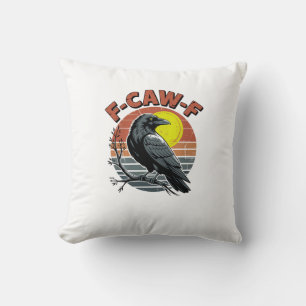 Lustige Krähe F-Caw-F Retro-Sonnenuntergang Erwach Kissen