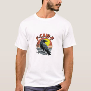 Lustige Krähe F-Caw-F Retro-Sonnenuntergang Erwach T-Shirt