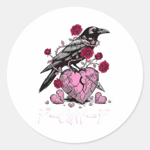 Lustige Krähe F-caw-f Valentinstag Schwarzer Vogel Runder Aufkleber