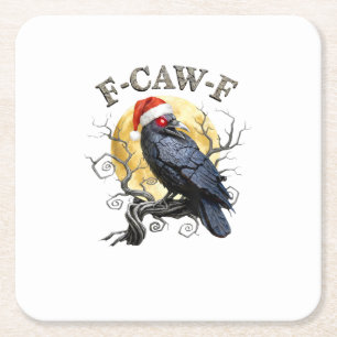 Lustige Krähe F-Caw-F Vogel Gothic-Weihnachten San Rechteckiger Pappuntersetzer