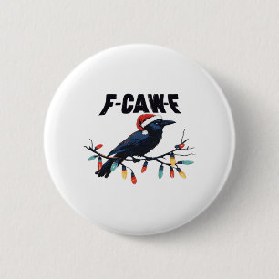 Lustige Krähe Weihnachts Klassiker Retro Design Button