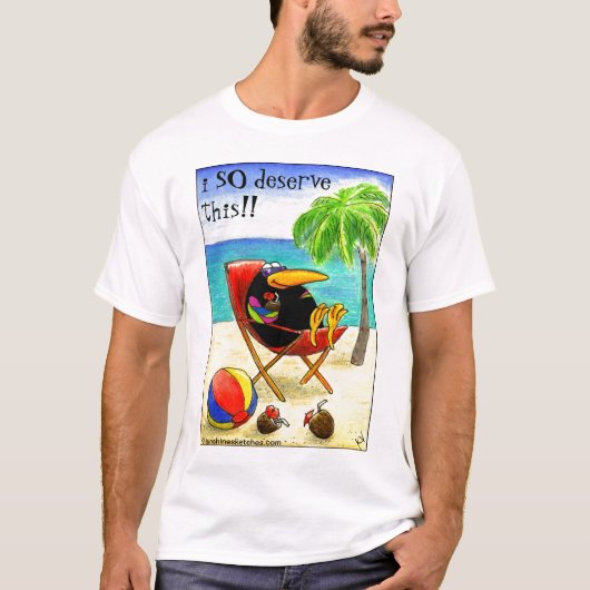 Lustige Krähen-Strand-Ferien T-Shirt (Vorderseite)