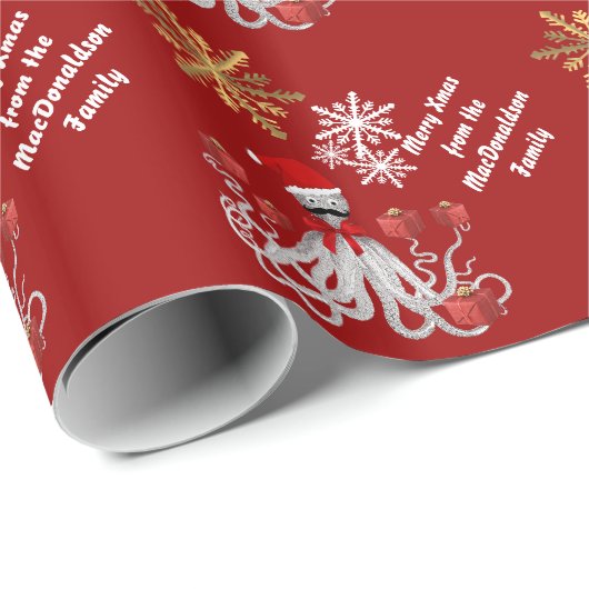 Lustige Krake Sankt Geschenkpapier (Rolleneckpunkt)