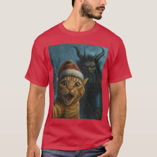 Lustige Krampus-Katze Sie Weihnachten Horror Meme T-Shirt