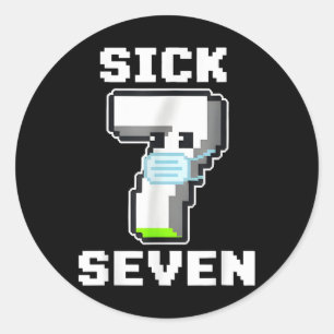 Lustige kranke sieben Pixel Meme Halloween-Kosten  Runder Aufkleber