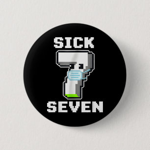 Lustige kranke sieben Pixel Meme Halloween-Kostüm  Button