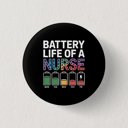 Lustige Krankenpfleger-Batterielebensdauer-Zitat B Button (Vorderseite)