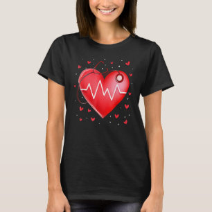 Lustige Krankenpfleger Valentinstag Herz Stethosko T-Shirt
