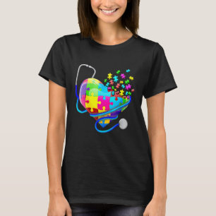 Lustige Krankenpflegerin Autismus Puzzle Stethosko T-Shirt