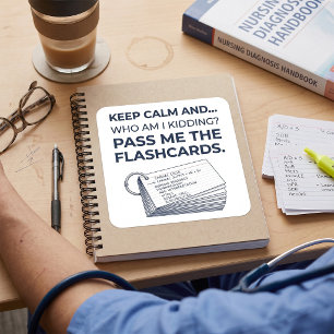 Lustige Krankenpflegestudentin Lernflashcards Quadratischer Aufkleber