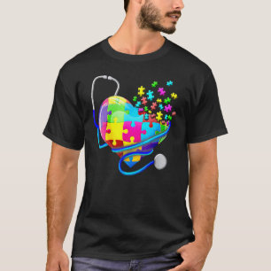 Lustige Krankenschwester Autismus Puzzle Stethosko T-Shirt
