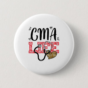 Lustige Krankenschwester Cma Leben Leopard Stethos Button