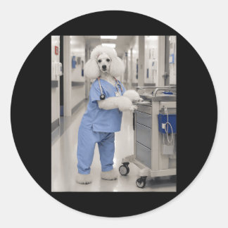Lustige Krankenschwester Medizinischer Hund Vintag Runder Aufkleber