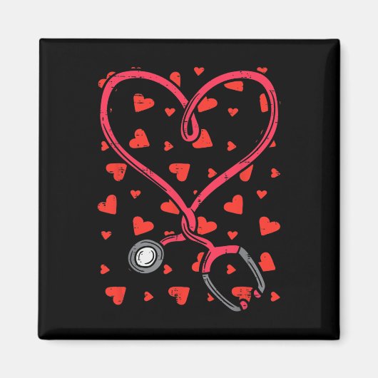 Lustige Krankenschwester Valentinstag Herz Stethos Magnet (Vorne)