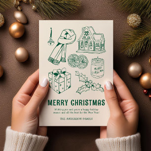 Lustige Kritzel-Weihnachten ohne Fotos Feiertagskarte