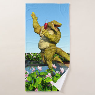 Lustige Krokodil-Champagner-Poolparty-Kunst Badehandtuch