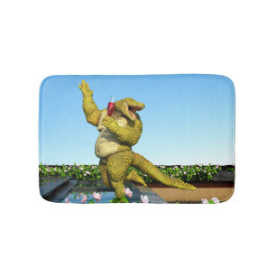 Lustige Krokodil-Champagner-Poolparty-Kunst Badematte