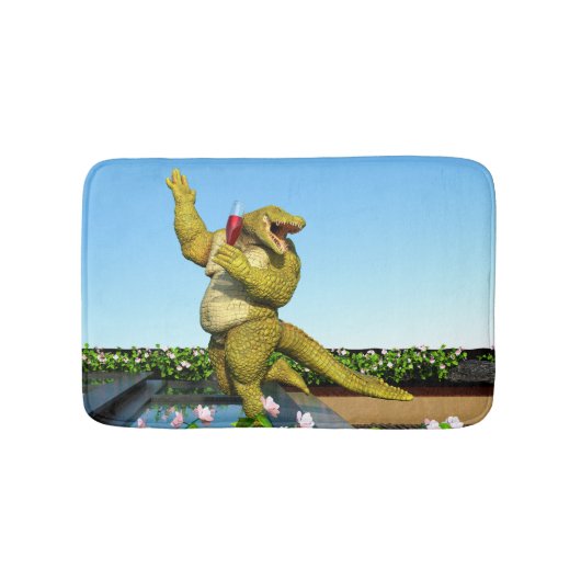 Lustige Krokodil-Champagner-Poolparty-Kunst Badematte (Vorderseite)