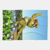 Lustige Krokodil-Champagner-Poolparty-Kunst Geschirrtuch (Horizontal)