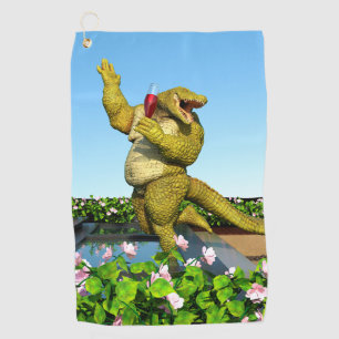 Lustige Krokodil-Champagner-Poolparty-Kunst Golfhandtuch