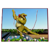 Lustige Krokodil-Champagner-Poolparty-Kunst Große Geschenktüte (Vorderseite)