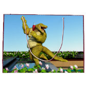 Lustige Krokodil-Champagner-Poolparty-Kunst Große Geschenktüte (Rückseite)