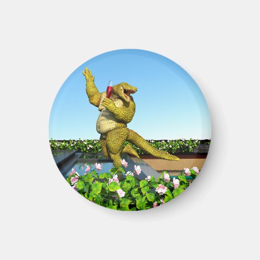 Lustige Krokodil-Champagner-Poolparty-Kunst Magnet (Vorne)