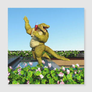 Lustige Krokodil-Champagner-Poolparty-Kunst Magnetkarte