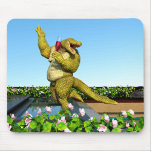 Lustige Krokodil-Champagner-Poolparty-Kunst Mousepad