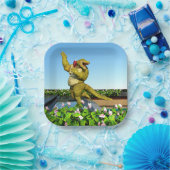 Lustige Krokodil-Champagner-Poolparty-Kunst Pappteller (Party)