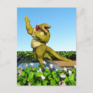 Lustige Krokodil-Champagner-Poolparty-Kunst Postkarte