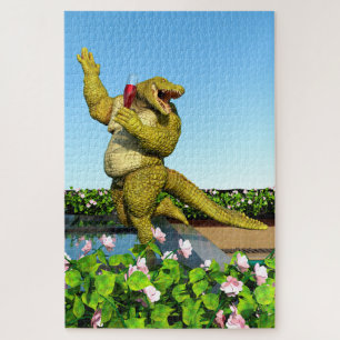 Lustige Krokodil Champagner Poolparty Kunst Puzzle