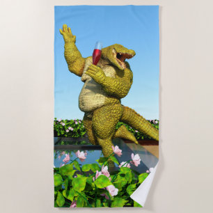 Lustige Krokodil-Champagner-Poolparty-Kunst Strandtuch