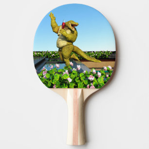 Lustige Krokodil-Champagner-Poolparty-Kunst Tischtennis Schläger