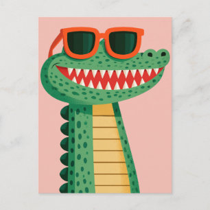 Lustige Krokodil-Sonnenbrille Süße Cartoon-Tiere Feiertagspostkarte