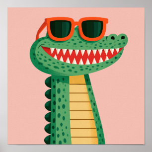Lustige Krokodil-Sonnenbrille Süßes Cartoon-Tier Poster