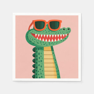 Lustige Krokodil-Sonnenbrille Süßes Cartoon-Tier Serviette