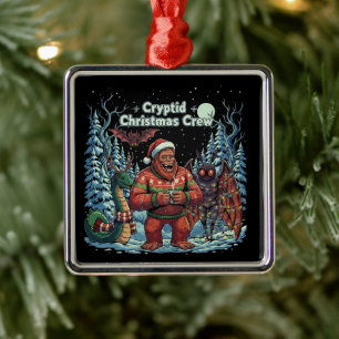 Lustige Kryptiden-Weihnachtstruppe Bigfoot, Moth Ornament Aus Metall